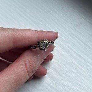 Silver and Gold Heart Ring